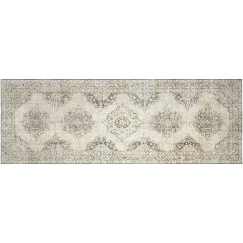 Tapis de couloir gris unique en laine noué à la main 4 pi 6 po x 13 pi années 1960 Gallery