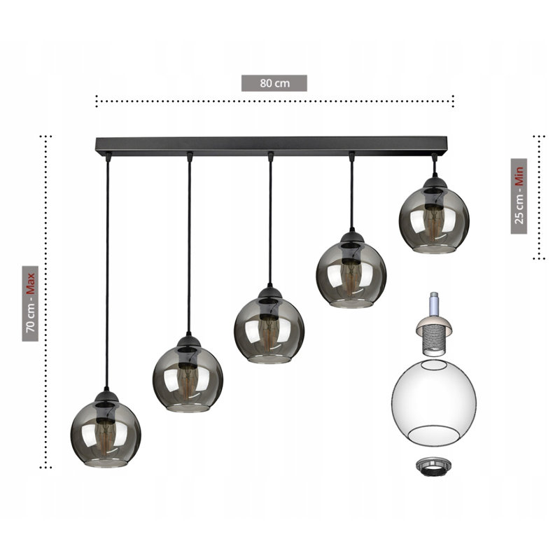 Ashtabula 5-Light Geometric Pendant, Aluminium