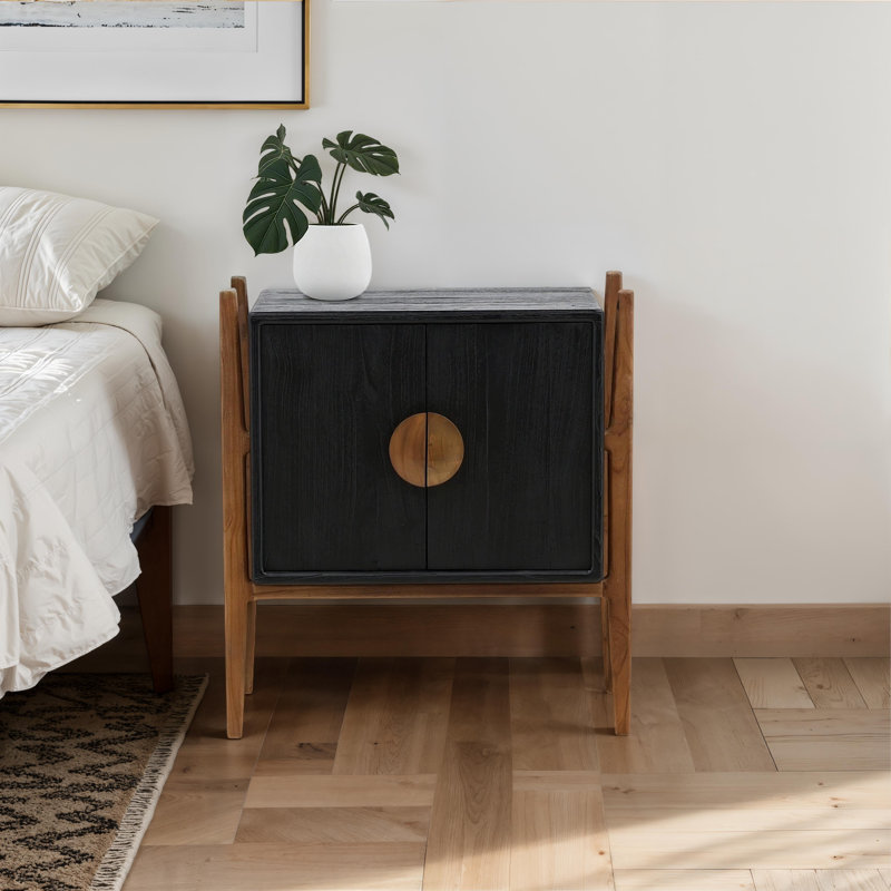 Emberly 2-Door Mindi Nightstand, Black