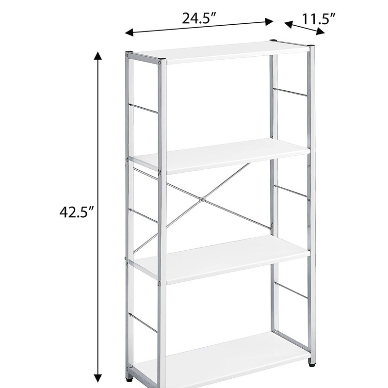 4-Tier Rectangular Bookshelf, (4 Shelves) 42.5"H x 24.5"W x 11.5"D