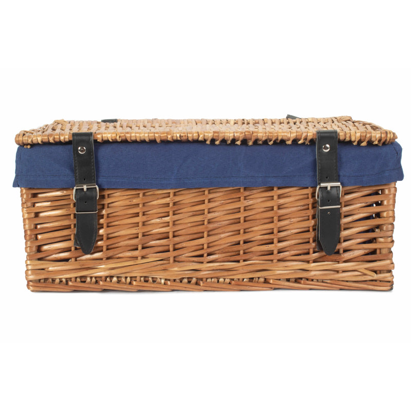Wicker Packaging Hamper Basket with Lining, Navy Blue