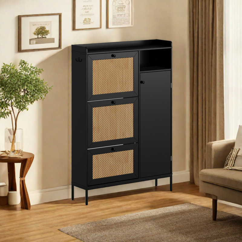 40 Pair Shoe Storage Cabinet, Black