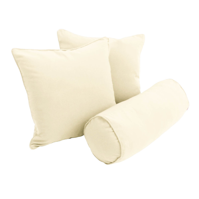 Cotton Blend Reversible Throw Pillow, Eggshell