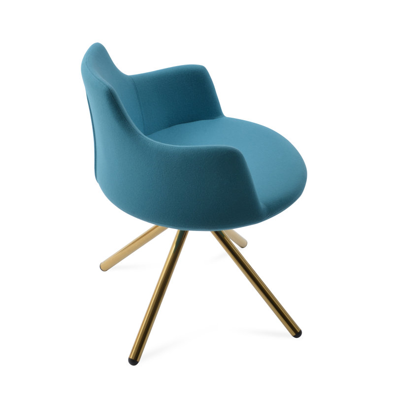 Chaise avec accoudoirs Dervish, Turquoise, Or