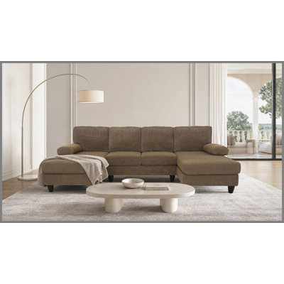 Canapé en forme de U rembourré nubby, conception de chaise double confortable avec accoudoirs rembourrés