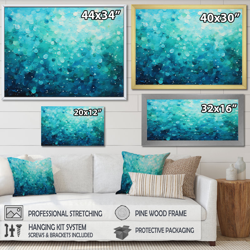 Aqua Lagoon II, reproduction d'art sur toile, Cadre simple noir, H 24 po x l 32 po x P 1 po