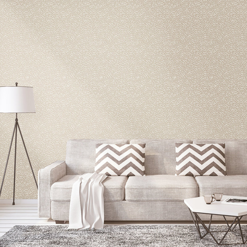 Zen Abstract Paper Metallic Wallpaper Roll, Cream