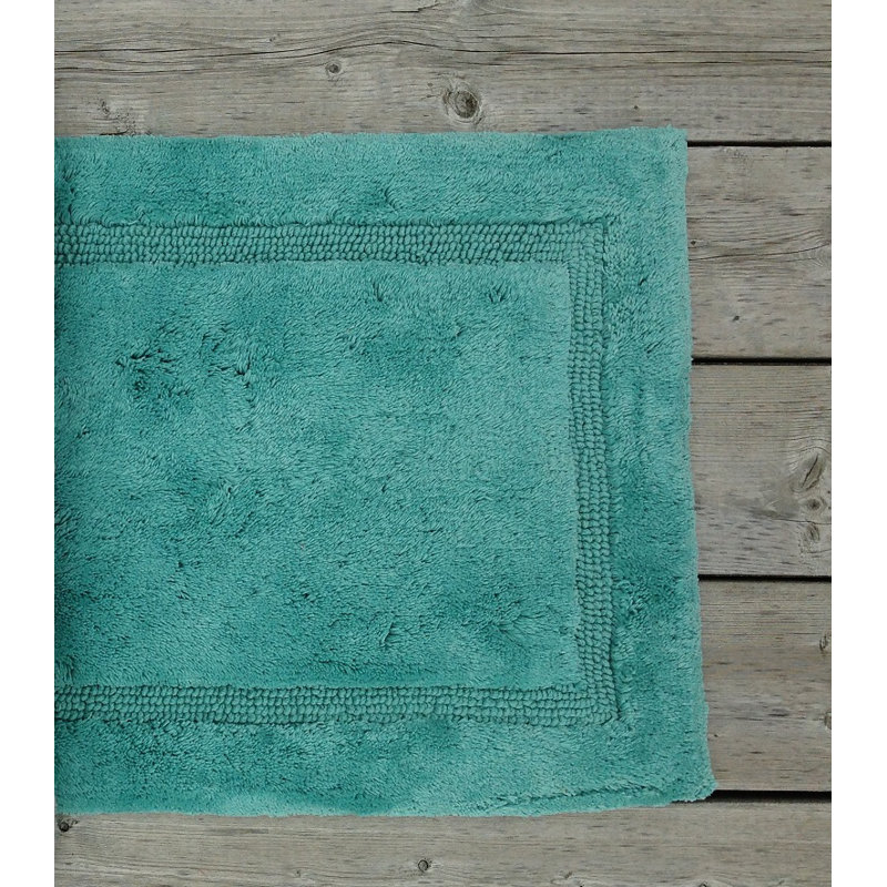 Tapis pour salle de bain Turkish, L 21 po x L 34 po, Bleu sarcelle