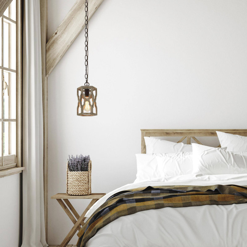 Luminaire suspendu géométrique en bois 1 lumière