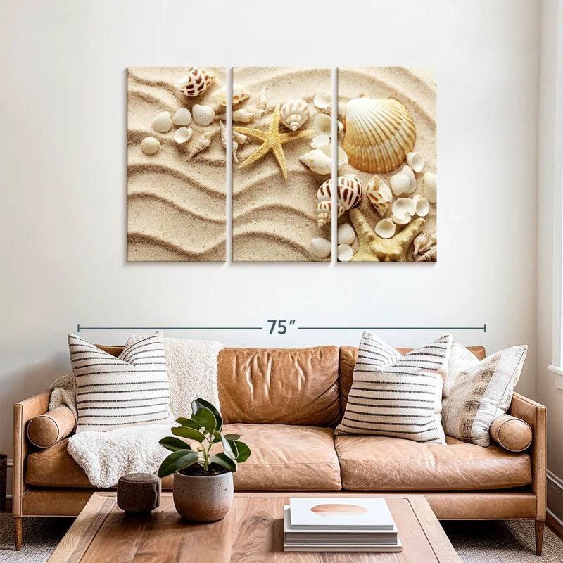 Aletra, coquillages sur les vagues de sable, H 36 po x l 57 po