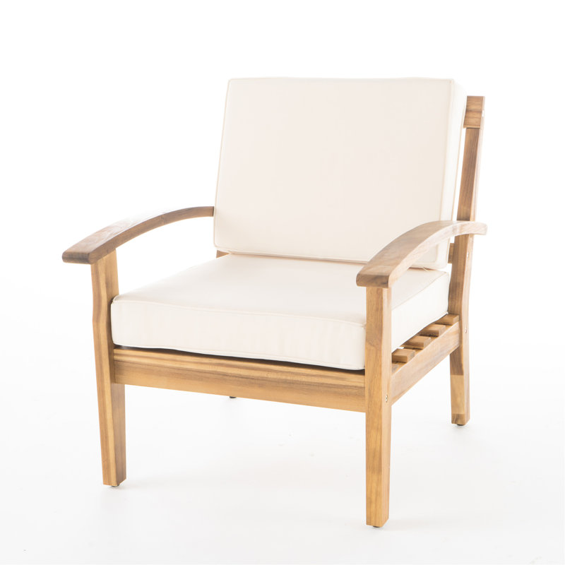 Fauteuil club d'extérieur, plan de conception de structure en bois, agencement de couleur principale, coussins offrant de l'eau et du confort, 27,21 po Profondeur, 32,82 largeur, 31,58 hauteur, 26,82 lb, assemblage requis avec base, ombragé,