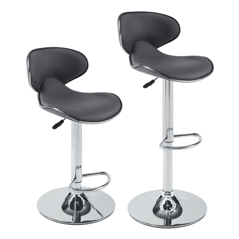 Aishvi 2 - Person Pedestal Dining Set, Chrome, Gray