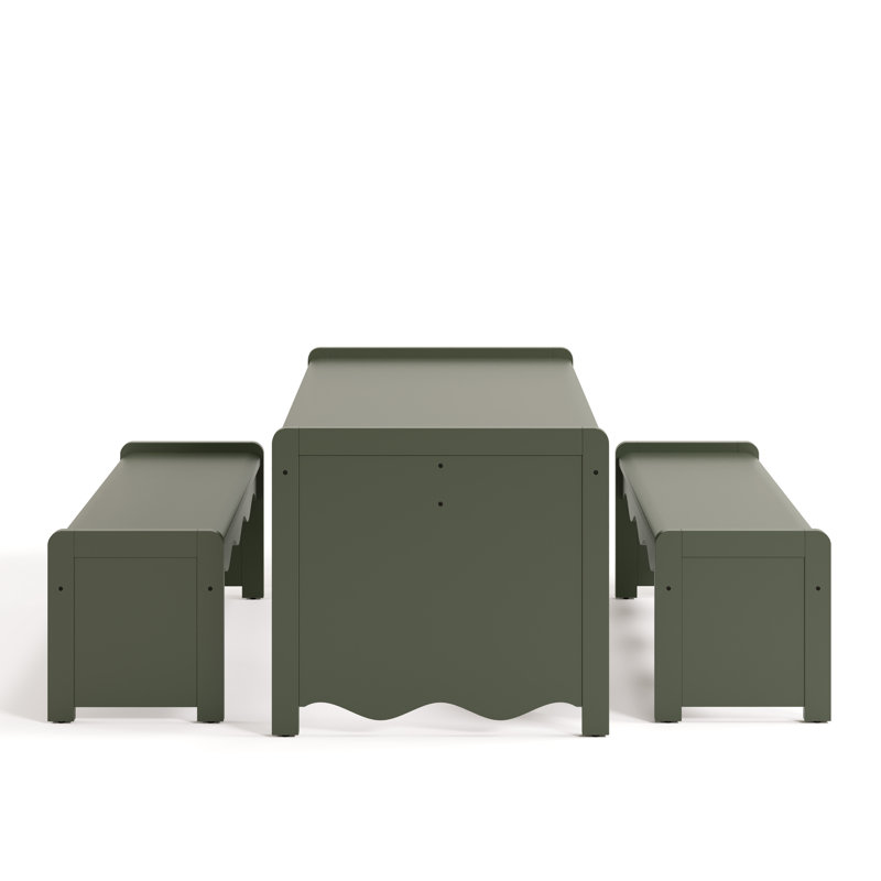 Casablanca Deluxe Montessori Indoor Kids Table And Bench Set, Olive