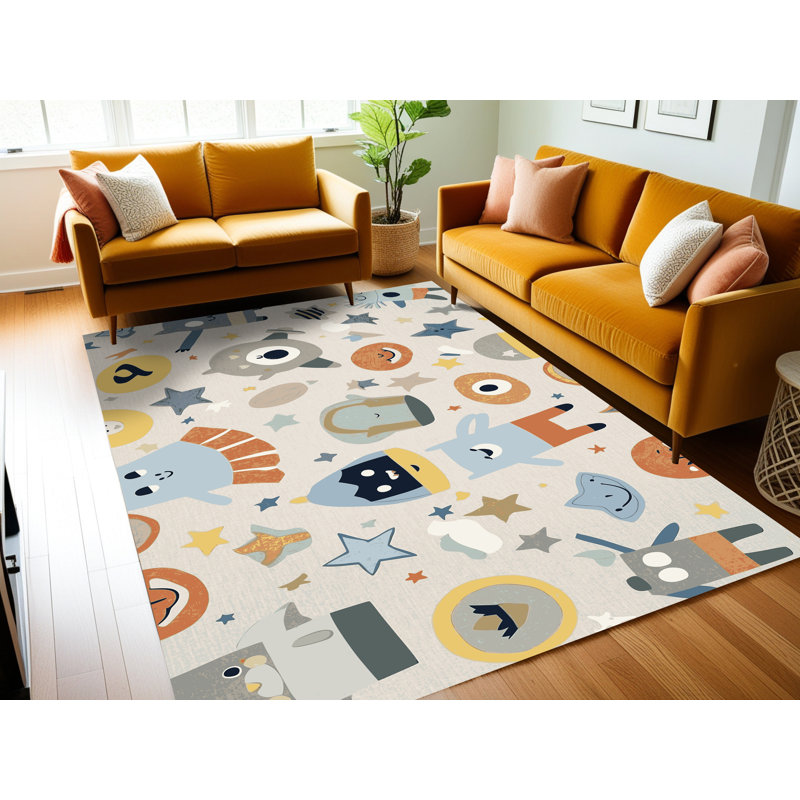 Zoomie Kids Washable Cute Animals Kids Rug, Rectangle 2' x 3'