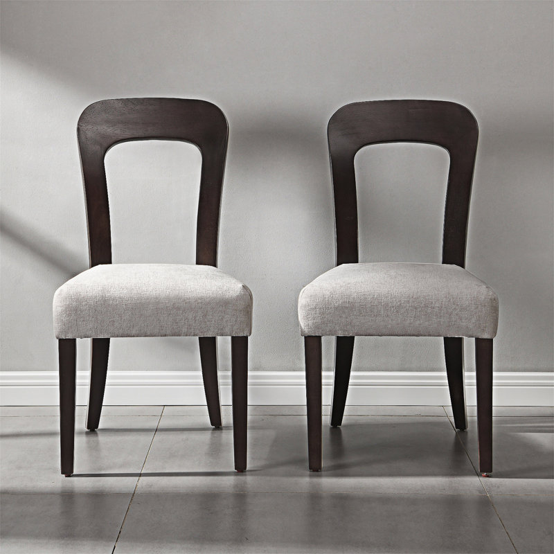 Ensemble de 2 chaises d'appoint en bois, Brun foncé / gris