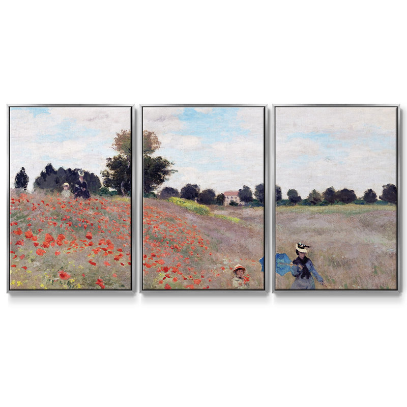 Monet - Toile encadrée multi-pièces_587MONETC, H 24 po x l 48 po x P 2 po, Argent