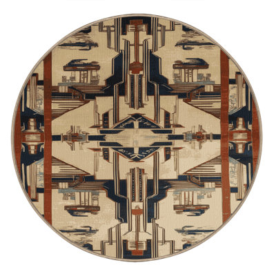 Machine Washable Art Deco Brown Area Rug