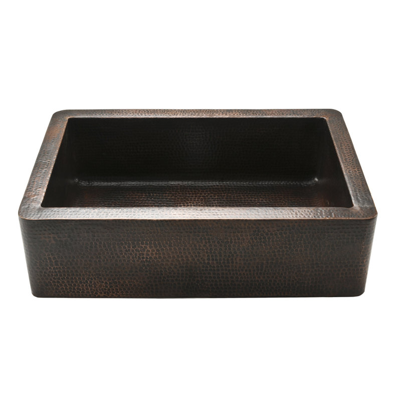 Évier de cuisine à simple cuve 33 "en cuivre martelé