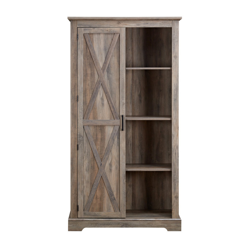 Grande armoire de rangement avec porte de grange et rangement en bois rustique de style campagnard avec garde-manger et porte de grange