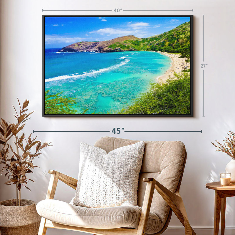 Snorkeling Bay Oahu Canvas Print, 27" H x 40" W