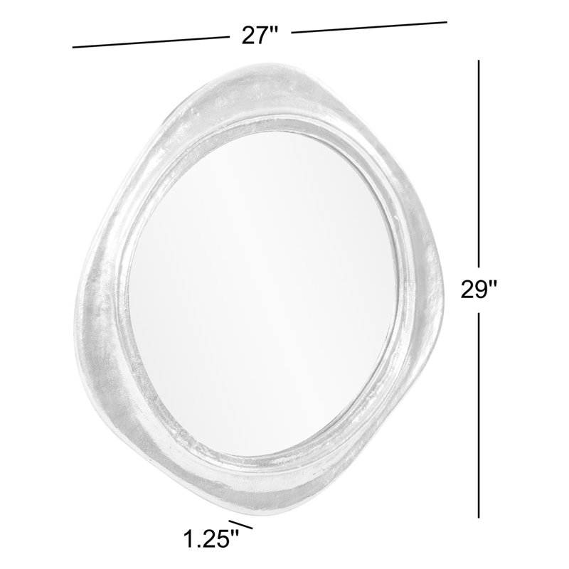 Martine Abstract Cast Iron Mirror in Silver