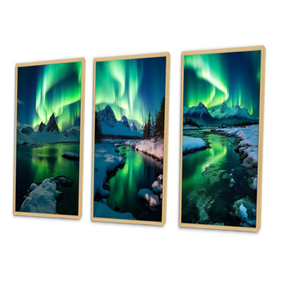 " Aurora Borealis In Stunning Arctic Mountains " 3 - Pieces