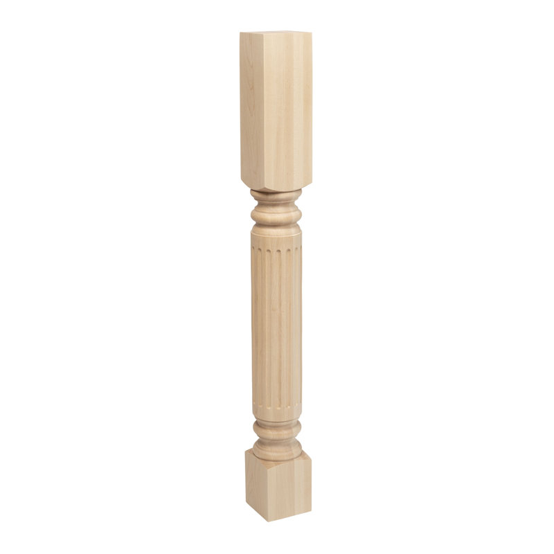 35.25" Unfinished Hard Maple Fluted Kitchen Island Leg