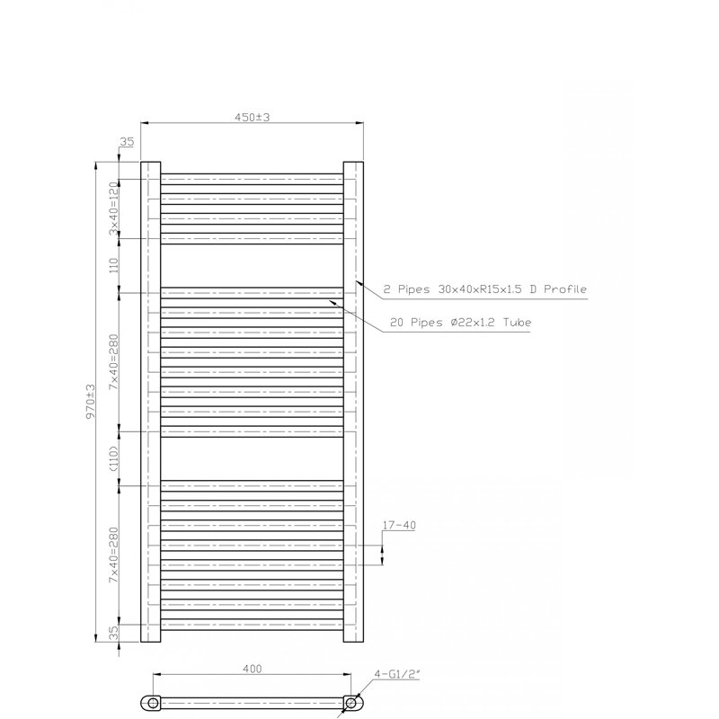 Oldham Straight Towel Rail Heated Towel Rails