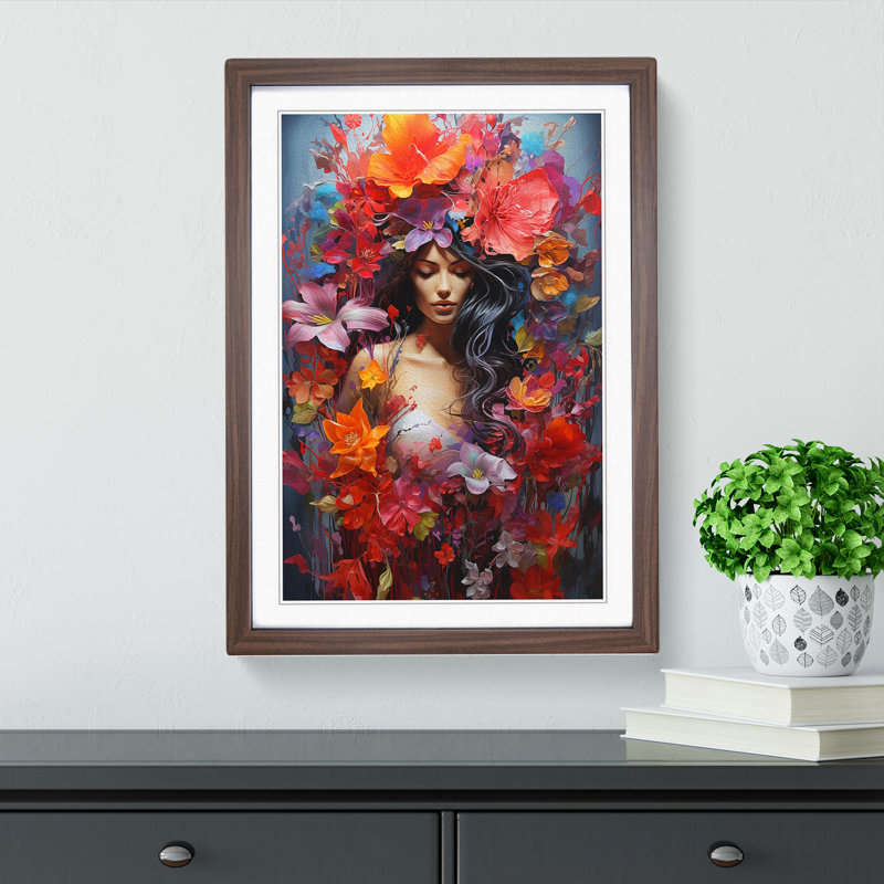 Wildflowers Informel No.2 - Framed Print, 34cm H x 25cm W x 2cm D, Walnut