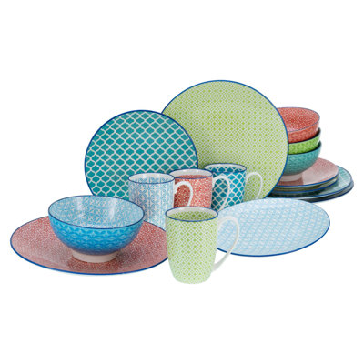 Mediterran 16 Piece Dinnerware Set, Service for 4