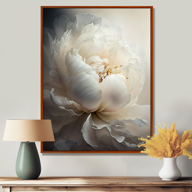 Pivoine fleur VII - pivoines, art mural, H 20 po x l 12 po, Cadre flottant brun