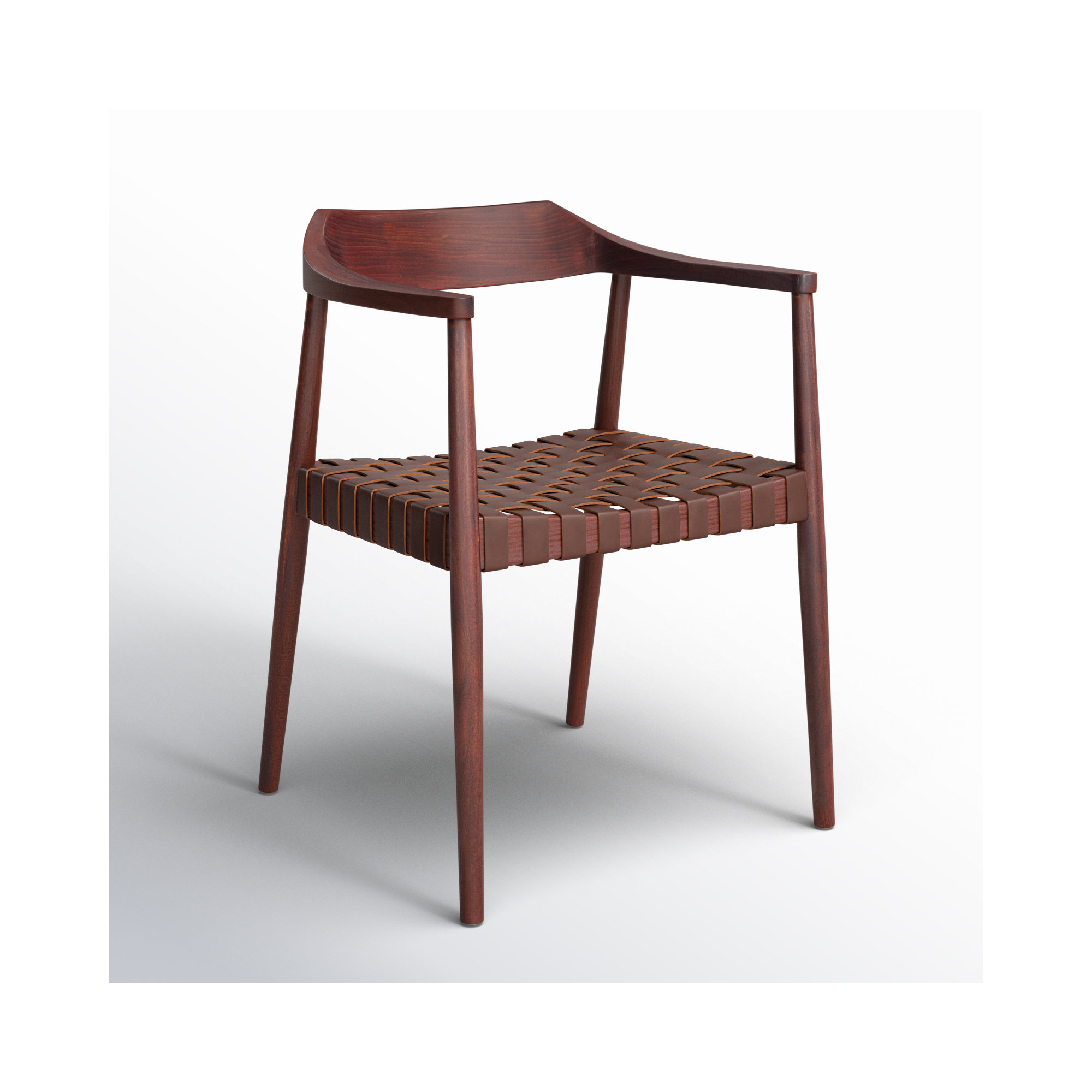 Noreen Accent Chair, Cognac Genuine Leather, Walnut