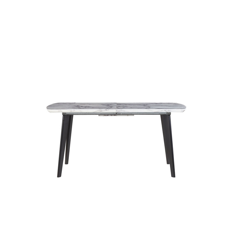 Balmer Extendable Metal Base Dining Table, Black