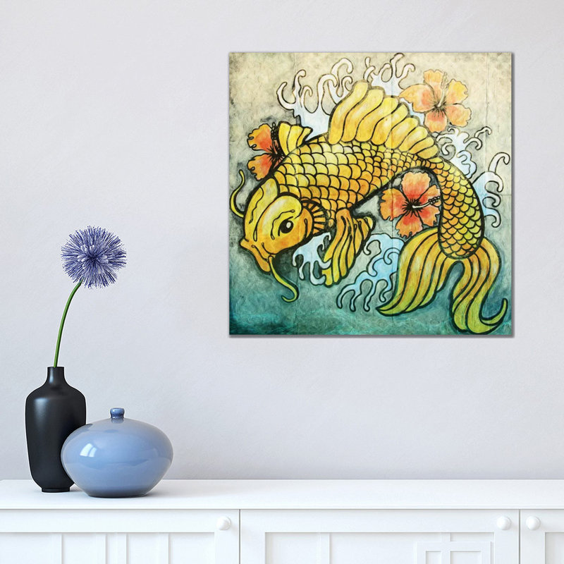 Koi Fish 1 Piece Wall Art on Canvas, 45.72 cm H x 45.72 cm W x 1.91 cm D, Wrapped Canvas