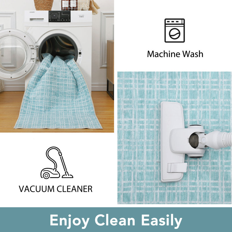Lavarious Washable Plaid Indoor Rug, Rectangle 5' x 7'