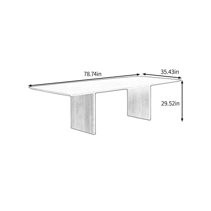 Table de salle à manger écologique en bois, H 29,52 po x L 78,74 po x l 35,43 po
