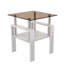 Table basse carrée en verre, ensemble de 2 tables de salon, ensemble de 2 tables de thé moderne trempé avec plateau en MDF et table de bout brun / blanc-529655432-529655434