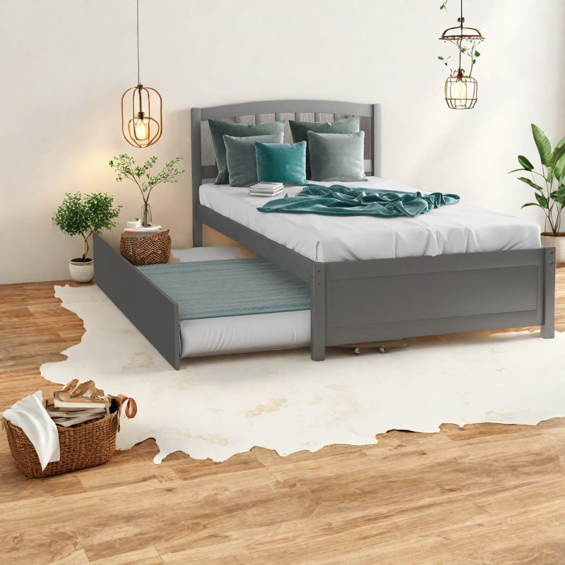 Lit plateforme simple en bois avec lit gigogne et économie d'espace
