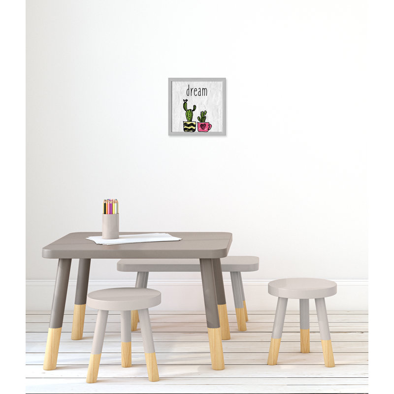 «Cacti A», art encadré, 12" H x 12" W x 1.18" D, Encadré de boîte argent