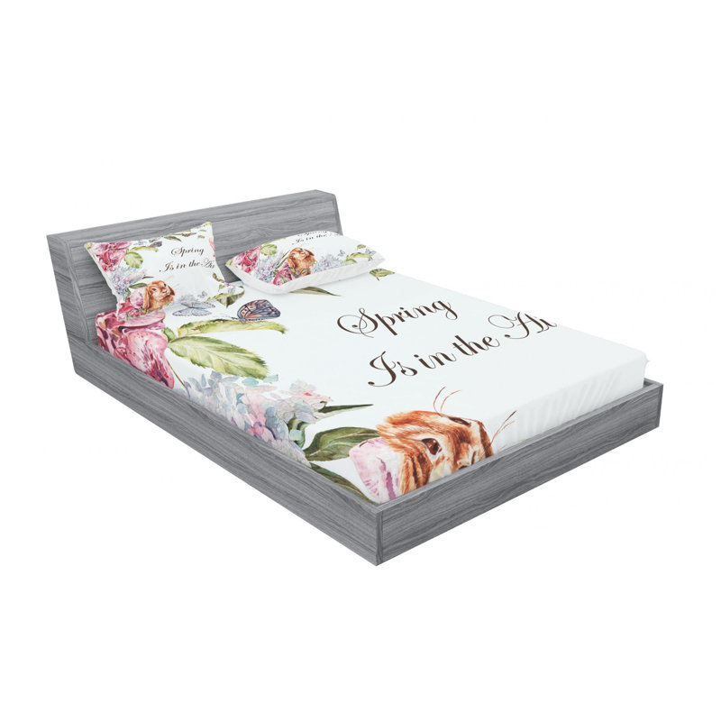 Ensemble de draps florales à papillons orchidées hyacintha lapins, Ensemble de draps pour lit double avec un drap-hou