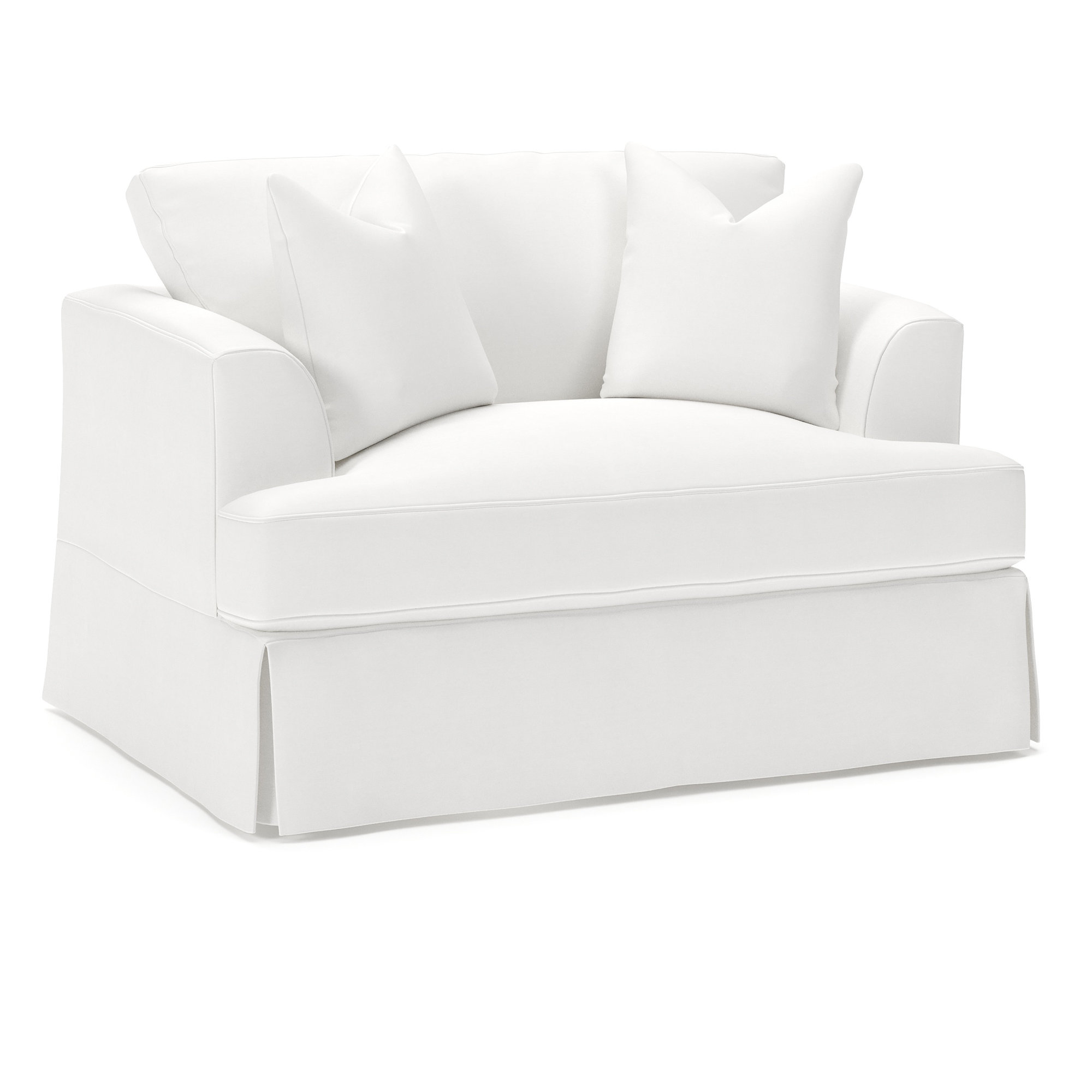 Lucia Slipcovered Chair and a Half, Bayou Off White Canvas