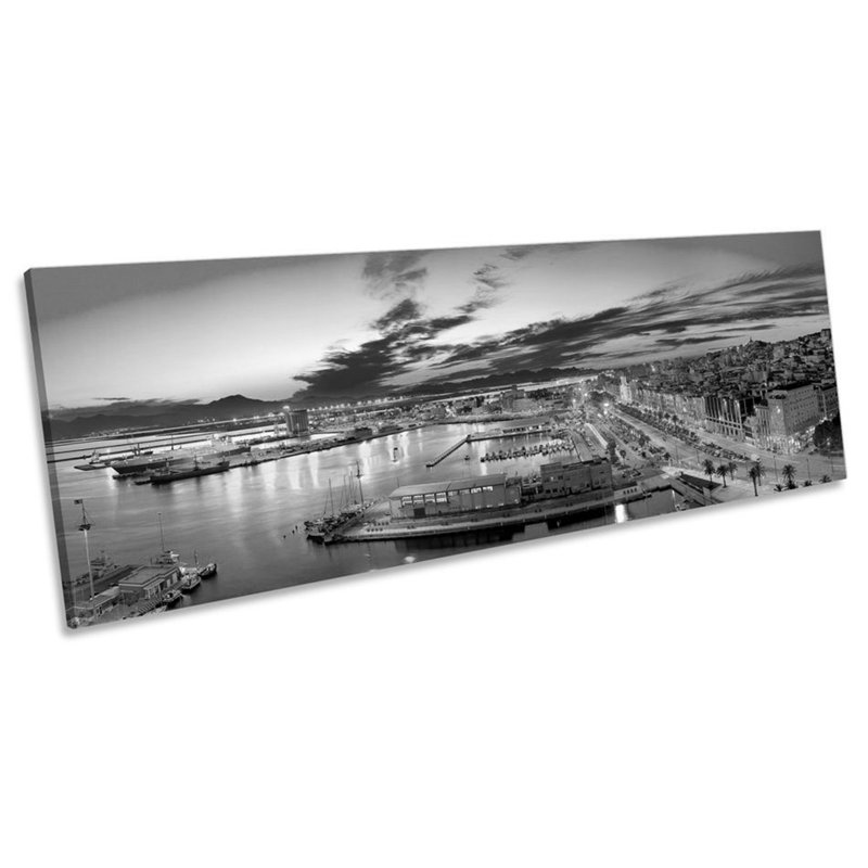 Cagliari Harbour Italy Skyline - Wrapped Canvas Print, 30.48cm H x 91.44cm W x 2cm D