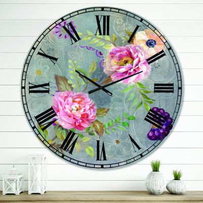 Peonies and Paisley - Cabin Wall Clock