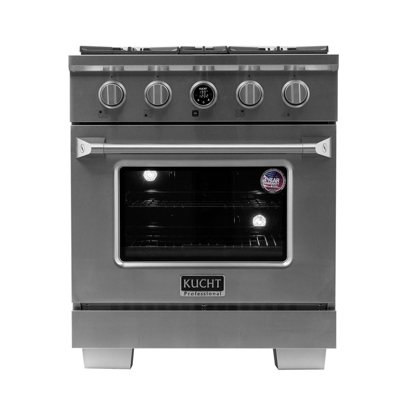 30 in. 4.2 cu. ft. 4 Burners Dual Fuel Range with Kucht Horus Thermostat, Liquid Propane, Stainless Steel