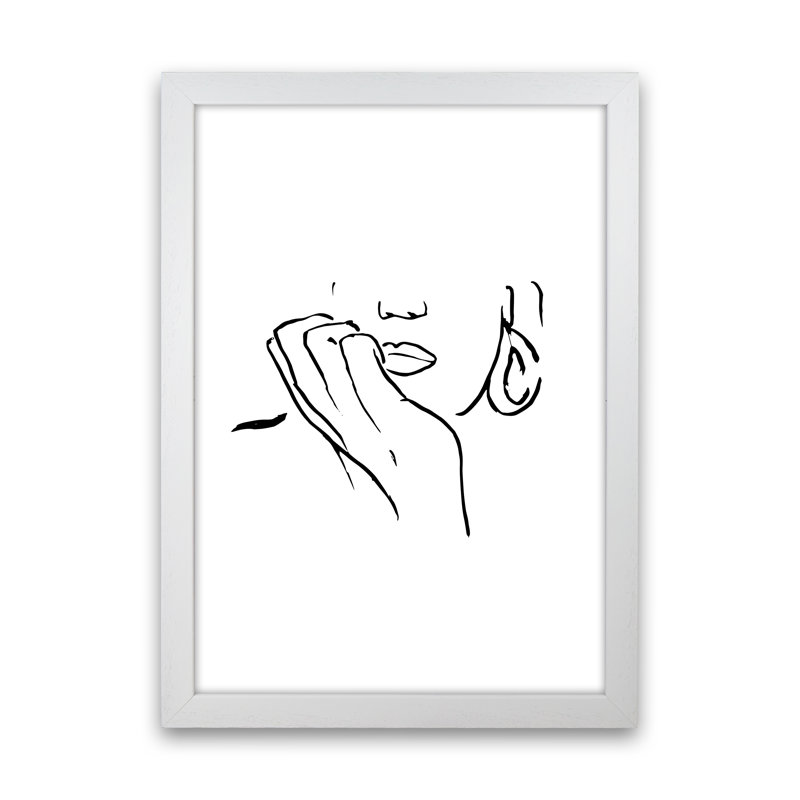 Face Hands Sketch 1 by Planeta444 - Print, 63cm H x 46cm W x 3cm D, White Framed