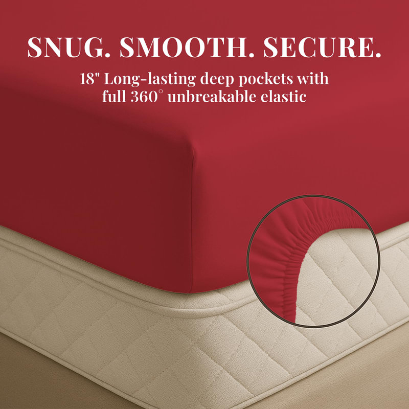 Premium Rayon From Bamboo Blend Sheet Set With Deep Pockets, Cooling and Breathable, Twin Sheet Set with 2 Pillowcases, Rose