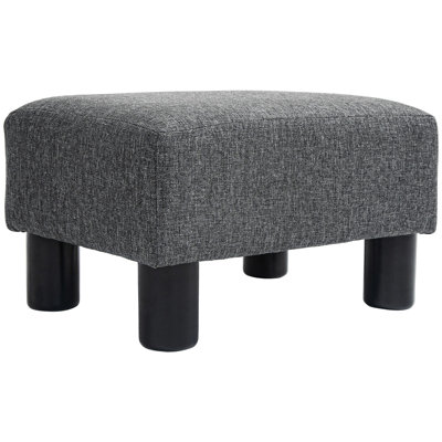 Charcoal Gray Stool, Linen Fabric Foot Rest, Comfortable For Various Spaces Small , Upholstered All Themes At Home