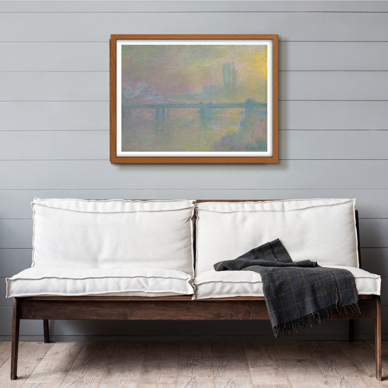 «Misty Cityscape Wall Art», reproduction de paysage encadrée de bâtiments éloignés et de pont, H 8 po x l 10 po