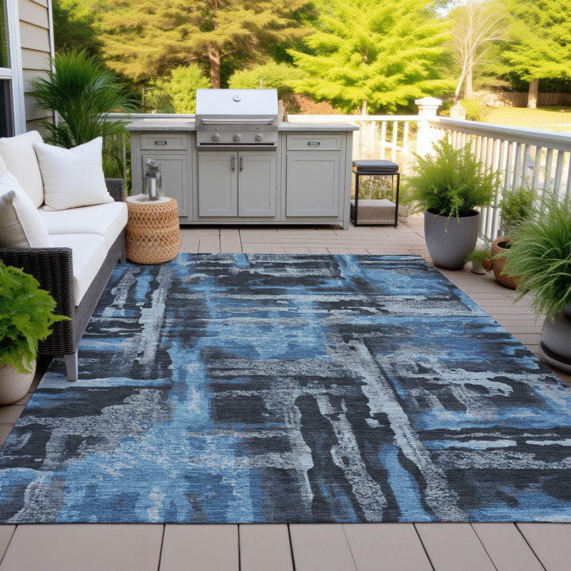 Tapis noir intérieur / extérieur lavable à la machine, Rectangle 2 pi 6 po x 3 pi 10 po