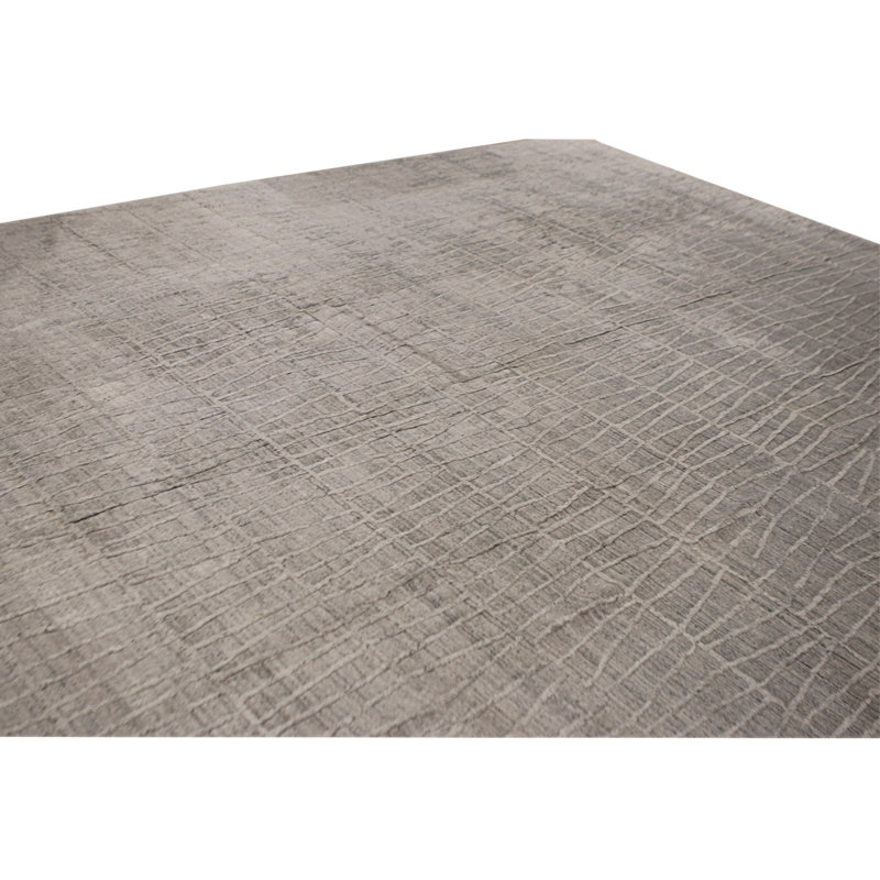 Tapis argenté et blanc de haute qualité noué à la main